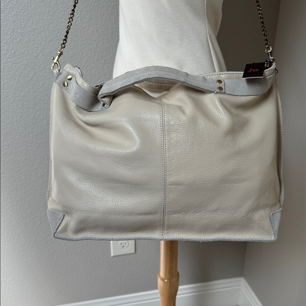 Jo Handbag NWT cream tote crossbody bag in leather and suede